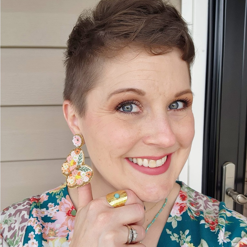 NEW Floral Beaded Butterfly Earrings - Picture 6 of 8